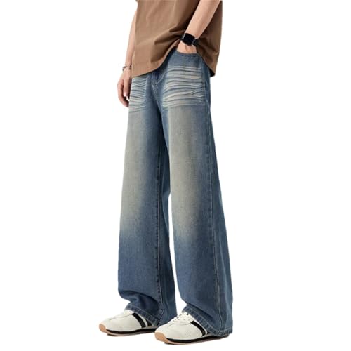 Men's High Street Fashion Washed Light Jeans Loose Fit Slim Straight Jeans