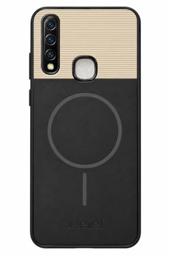 Image of Bintage Mac Safe Design Hard Slim Back Case | Soft Border Camera Protect | Dual PU Leather Finish Back Cover Compatible for Vivo Y12 / Y15 / Y17 / U10 - White & Black