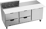 Beverage-Air SPED72HC-08C-4 Elite Series - Refrigerated Sandwich Prep Table - 72" 4 Drawer Cutting Top - (8) 1/6 PAN