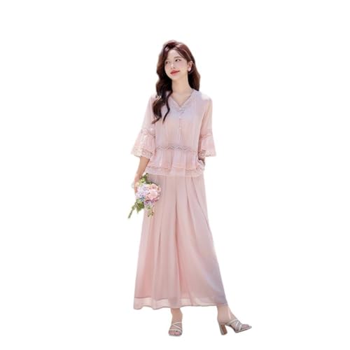 Blusa de gasa de estilo francés conjunto de dos piezas mujer encaje cintura alta elegante