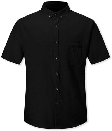 Image of SANGTREE Men & Boy Striped Multicolor Oxford Cotton Shirt,Comfortable Fit,Short Sleeve Collared Shirt