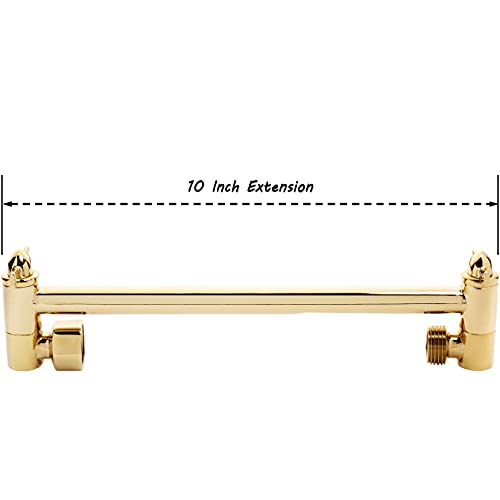 Adjustable Shower Head Extension Arm - 10 Inch Brass Shower Arm Extender Hardware - Polished Brass #TOP2