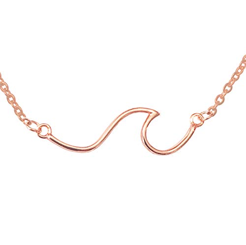 Altitude Boutique Line Ocean Wave Necklace Ocean Sea Jewelry (Rose Gold)