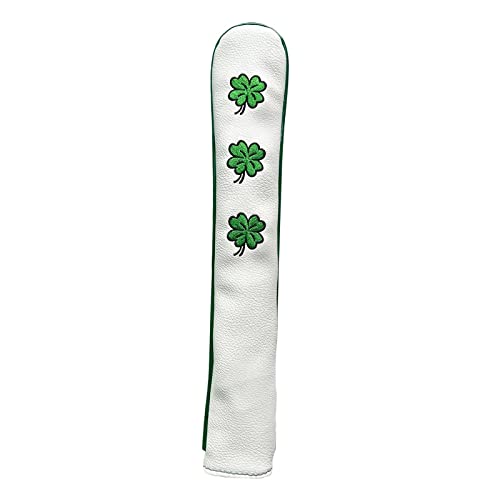 Oshhni Golf Alignment Rod Cover Case Holder Hold 2 Sticks Headcover Golf con Ricamo Trainer Training Aid, Bianco