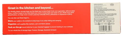 365 by Whole Foods Market, Gallon Size Storage Bags, Double Zipper, 40 Count