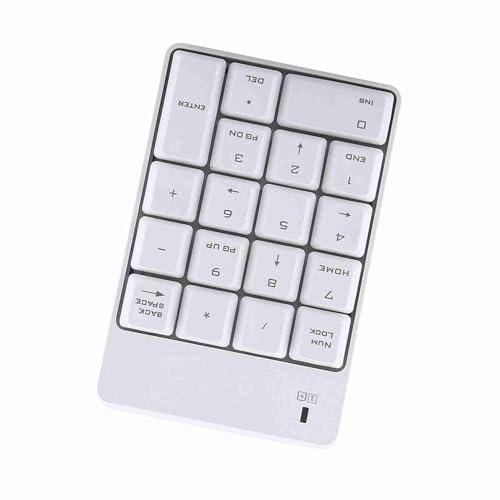 BONKZEBU 2,4 GHz Kabellose USB-Zifferntastatur 18-Tasten-Numpad Tragbare mit USB-Empfänger für Laptop, Notebook, Desktop PC - Weiß