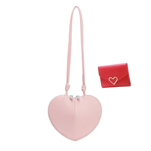 Cute PU Heart-Shaped Purse Heart Tote Bag Y2K Valentines Aesthetic Phone Handbag for Women