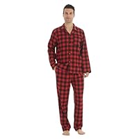 KROFZOPW Mens Flannel Pajamas Set Cotton Plaid Pjs Button Down Warm Soft Lounge Sleepwear Top & Pj Pants with Pockets