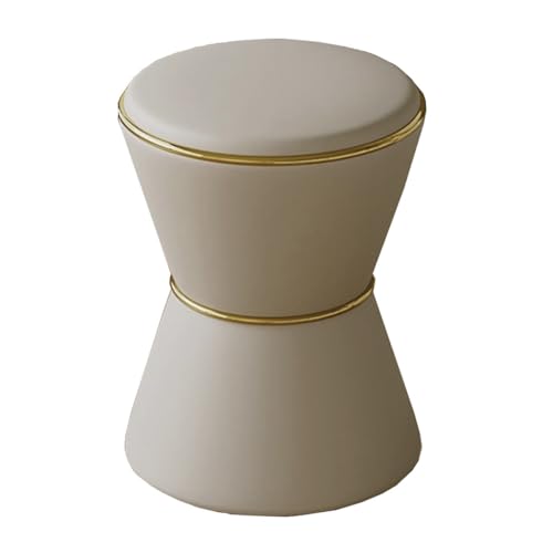 Reposapiés tapizado de cuero gris claro, silla de maquillaje giratoria de 360° con asiento acolchado de esponja, reposapiés elegante para belleza y relajación
