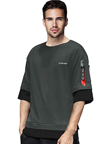 Image of EYEBOGLER Loose fit White Small Size T-Shirt for Men(S-t322-WHBL) EYEBOGLERMenRegularT-Shirt