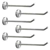 NearMoon Coat Hooks, Wall Mount Hooks for Hanging Hat Hurse Robe, 304 Stainless Steel Heavy Duty Towel Hangers for Bathroom Livingroom Hotel Kitchen Garage, 6 Pack (8 Inch, Brushed Nickel)