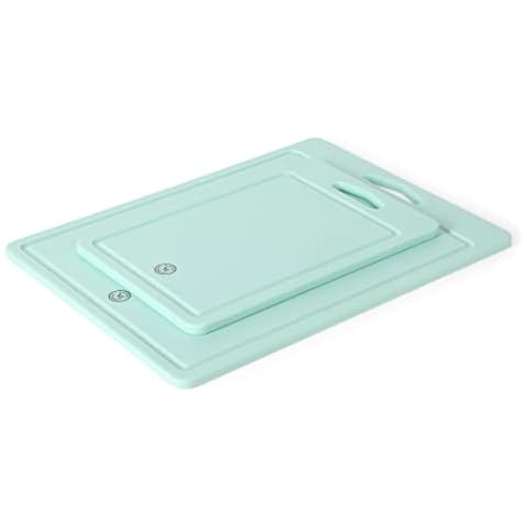 Martha Stewart BPA Free Plastic Cutting Board (16" x 12" and 12" x 8") - Martha Blue - Dishwasher Safe, 2-Pack Cover