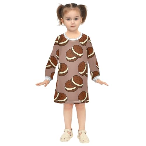 Sugar Cookies Girls Dresses Long Sleeve Sweatshirt Dress for Girls Winter Toddler Casual A Line Dresses Size 2-8T4
