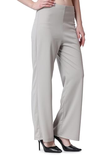 Image of POPWINGS Formal Casual Solid Trousers for Women || Work Trousers for Women || Pull On Trousers for Women || High Waist Plain Women Trousers for Summer