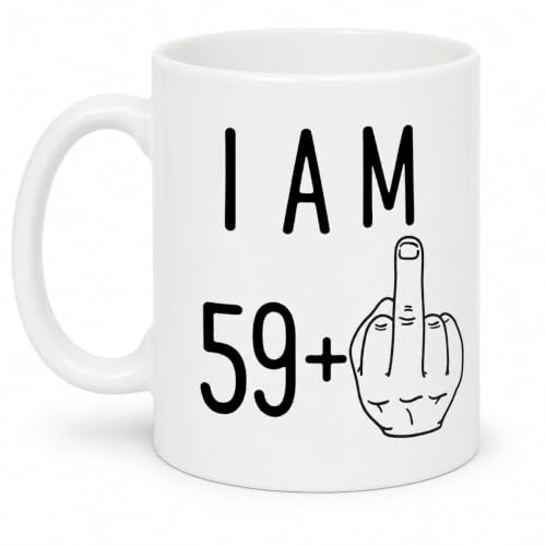 Image of ALINK Funny 60th Birthday Mug, 59+ 11oz Ceramic Gift for Men & Women