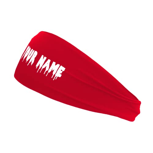 B3 U ATHLETICS Red Custom Personalized Name or Text Sports Moisture Wicking 4" Wide Tapered Stretch Headband - Unisex - All Ages - Active Individuals