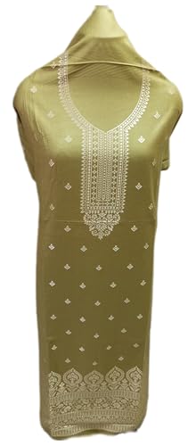 Image of Womens designer woolen suit for women with salwar and kashmiri shawl winter wear kani unstitched fabric set, stylish kurta pant set woollen dress material for women by pure pashmina wooltex