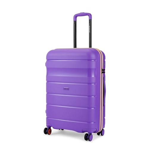 Image of Nasher Miles Jupiter Hard-Sided Polypropylene Check-in Luggage 24 inch | 65cm | 8 Wheels Medium Trolley Bag for Travel | Suitcase (Purple)