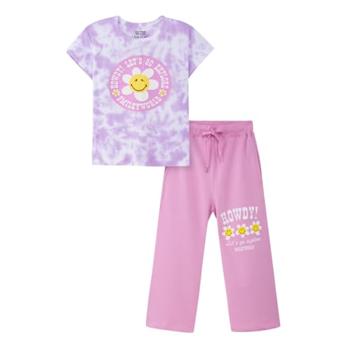 Image of Nap Chief Girls Cotton Official Cartoon Characters and Printed Co ord Set, Tshirt & Flared Pant Set for Casual Wear