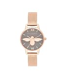 Olivia Burton Analog Quarzuhr für Damen Kollektion China EXC. mit Roségoldfarbenes Edelstahl-Mesh-Gliederarmband - OB16EX116