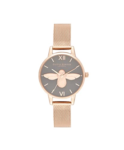 Olivia Burton 3D BEE WOMENS GREY & BEE DIAL IONIC PLATED