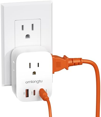 Multi Plug Outlet Extender, Surge Protector Wall Plug Splitter with 3 Electrical Outlets 3 USB Ports, PD 20W USB C Wall Charger Block Wall Outlet Expander for Home Office Dorm Travel Essentials