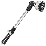 FANHAO 16-Inch Metal Watering Wand, Heavy Duty Garden Hose Wand with 9 Spray Patterns, 180° Rotating Long Hose Nozzle Sprayer Thumb Flow Control, Ideal to Water Hanging Baskets and Shrubs - Black