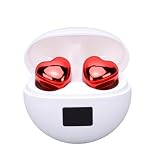 MENDUNER Auricolari Carini a Forma di Cuore Cuffie Wireless Auricolari Stereo con Premium con Cancellazione del Rumore per Ragazze, Bluetooth 5.4 con Batteria a Lunga Durata, Rosa (rosso)
