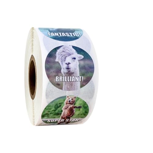 Motivational Stickers for Kids-500pcs/Roll Cartoon Animal Meme Reward Stickers, Motivational Stickers, Inspirational Stickers for Reward Stickers Classroom