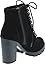 Soda Chalet – Fashion Lace up Military Inspired Ankle Boot with Stacked Heel and Side Zipper (Black Nubuck, 8.5)