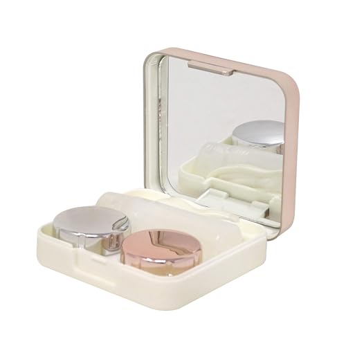 1 kit de estojo de lente de contato portátil moderno cor ouro rosa caixa de lentes de contato com espelho para mulheres