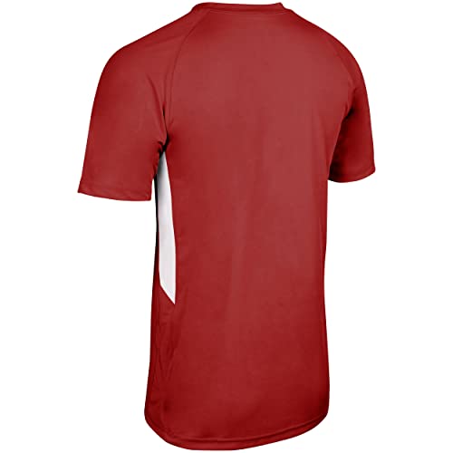 CHAMPRO Camiseta de beisebol xadrez, juvenil grande, escarlate, branco