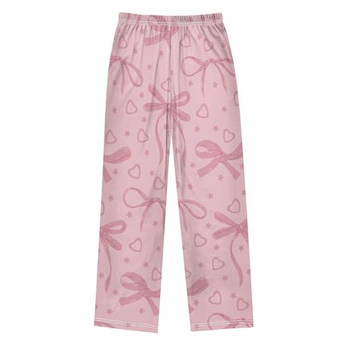 Bow and Heart Boys Pants Boys Athletic Pants Long Pant for Boywith Pockets Wide-Leg Size 6-14Y2