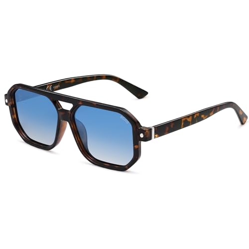 SOJOS Retro Polarized Square Aviator Sunglasses for Women Men Vintage 70s UV400 Protection Shade SJ26092