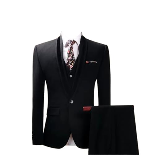 Men's Suit Suit Wedding Slim Business Casual Formal Dress Three Sets(XX-Large)