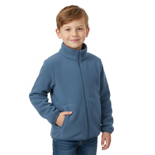 Image of SANNIDHI Kids Fleece Warm Coat, Zip-Up Long Sleeve Jacket with Pockets, High Collar Design, Fashion Outerwear Jacket for Boys & Girls, Ideal for Fall Winter Coat