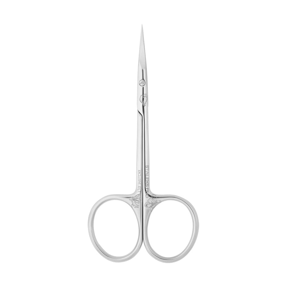 STALEKS PRO - Forbici professionali per pelle cuticole, maniglia dritta, lunghezza impugnatura media "M"(lunghezza lama - 25 mm, forma a gancio) Exclusive 23 TYPE 1 (Design: Zebra) SX-23/1z