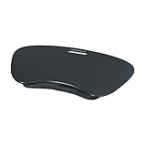 Universal Knie-Tisch schwarzes Knietablett, mit weicher ergonomisch geformter Aussparung, weiche Auflage mit Textilbezug, mit praktischen Tragegriff, stabile Oberfläche aus Kunststoff, MDF, Polystyrol-Schaumstoff, schwarz ca. 59 x 40 x 6 cm