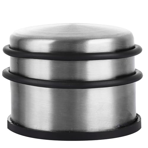 ASelected 2.2Lb Door Stop, 1Kg Heavy Duty Stainless Steel Chrome Doors Stoppers for Floor, 7.5 x 9 cm Dome Rubber Bumper,Portable Door Stops Chrome for Floor Skirting Boards Walls Protection Indoors