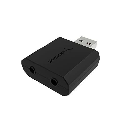 SABRENT USB to 2 x 3.5mm Stereo Jack Splitter Adapter for Speaker and Headphone Support Windows and Mac. Plug and Play No Drivers Needed. (AU-2X35)