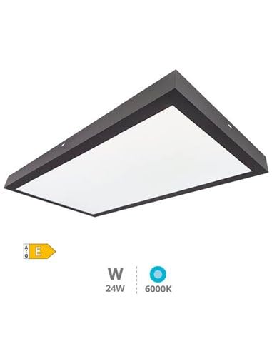 Pannello da superficie LED rettangolare Kisongo 60x30cm 24W 6000K Nero