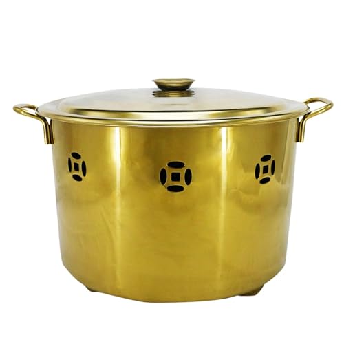 Incinerador de metal, barril de combustión de papel de acero inoxidable con tapa, diseño de ventilación fácil de usar para quemar basura y hojas, 44 cm de diámetro