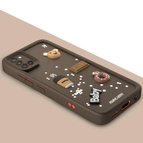 Image of Bintage Back Cover Compatible for Samsung Galaxy A31 4G | Cute 3D Taddy Ball Bear Milk Cake Coffee Silicon Case Full Body & Camera Protection - Brown