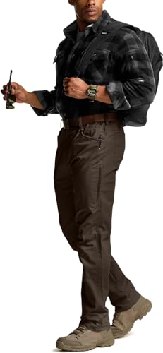 Image of CQR Men's Flex Stretch Tactical Pants, Water Resistant Ripstop Cargo Pants, Lightweight EDC Outdoor Work Hiking Pants