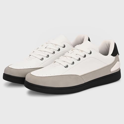 Image of Cruiser Men's Sneakers | Trendy Lace-Up Casual Shoes | Low-Top Korean Style Minimalist Shoes with Dual Texture| Contrast Heel Tab for College,Party, Casual,Office, Streetwear,Travel (2667)