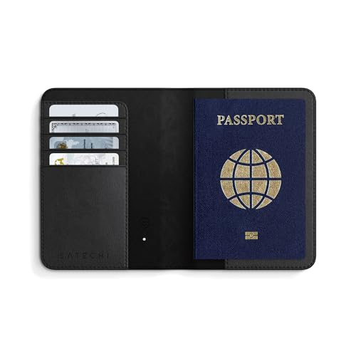Satechi FindAll Custodia Passaporto Apple Find My, Fino a 4 Carte, Nero