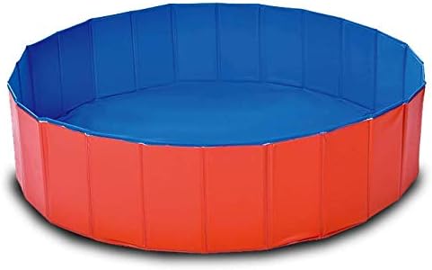 PVC Pet Swimming Pool Portable Foldable Pool Dogs Cats Bathing Tub Bathtub Wash Tub Water Pond Pool in The Garden (80x20cm(32inch.Dx8inch.H), red)