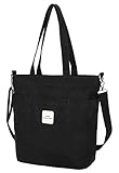 Iswee Canvas Tote Bag for Women Crossbody Tote with 3 Front Pockets Causal Bags Everyday Handbag Zip