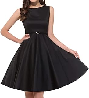 50's Vintage Dresses for Women with Belt Black Size L F-13