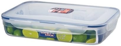 Lock&Lock Rectangular Flat Nestable Style BPA Free Food Container with Leak Proof Locking Lid, 14-Cups, 115 Fluid Ounce
